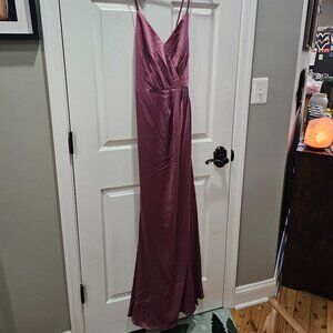 David’s Bridal Dusty Rose Satin Gown Size 6 NWT